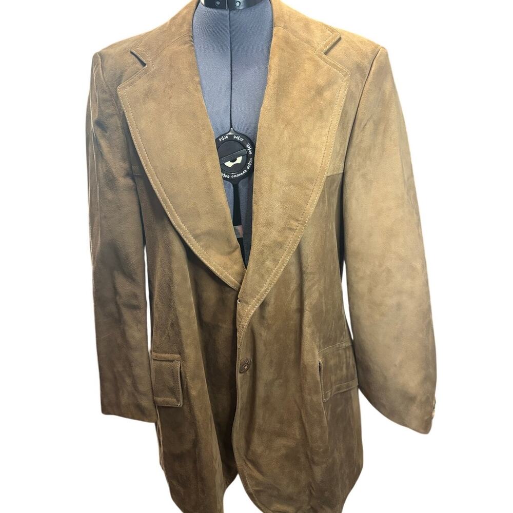 Vintage Cortefiel Suede Blazer Camel 2 Button Made in Spain 70s Style Sz 44R